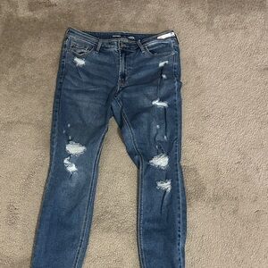 Old Navy Mid Ride Rockstar 12 Long Distressed Blue Jeans